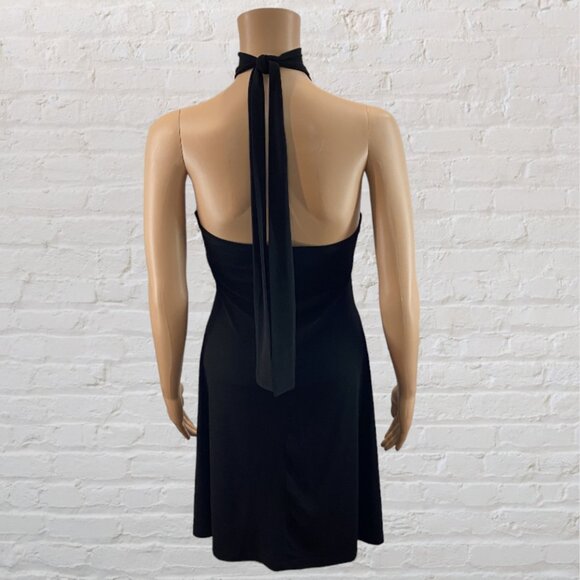 VINTAGE BODY CENTRAL -- Black Cocktail Dress, Knee-Length w/Strappy Halter Neck - Picture 4 of 16